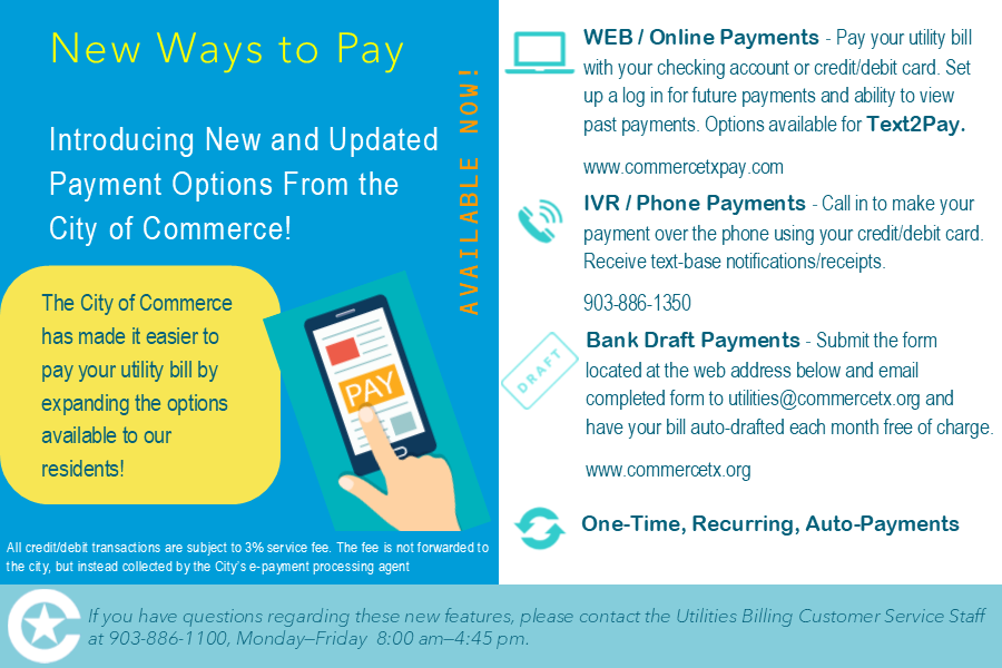 New and Updated Payment Options City of Commerce